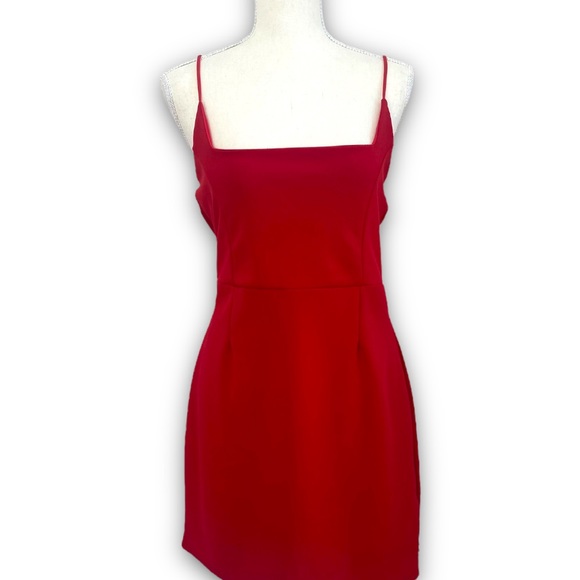 NastyGal Know Your Angles Red Mini Dress Size 10 - Picture 7 of 9